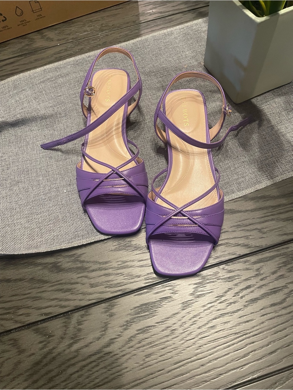 Talbots Lavender Strappy Square-Toe Sandals